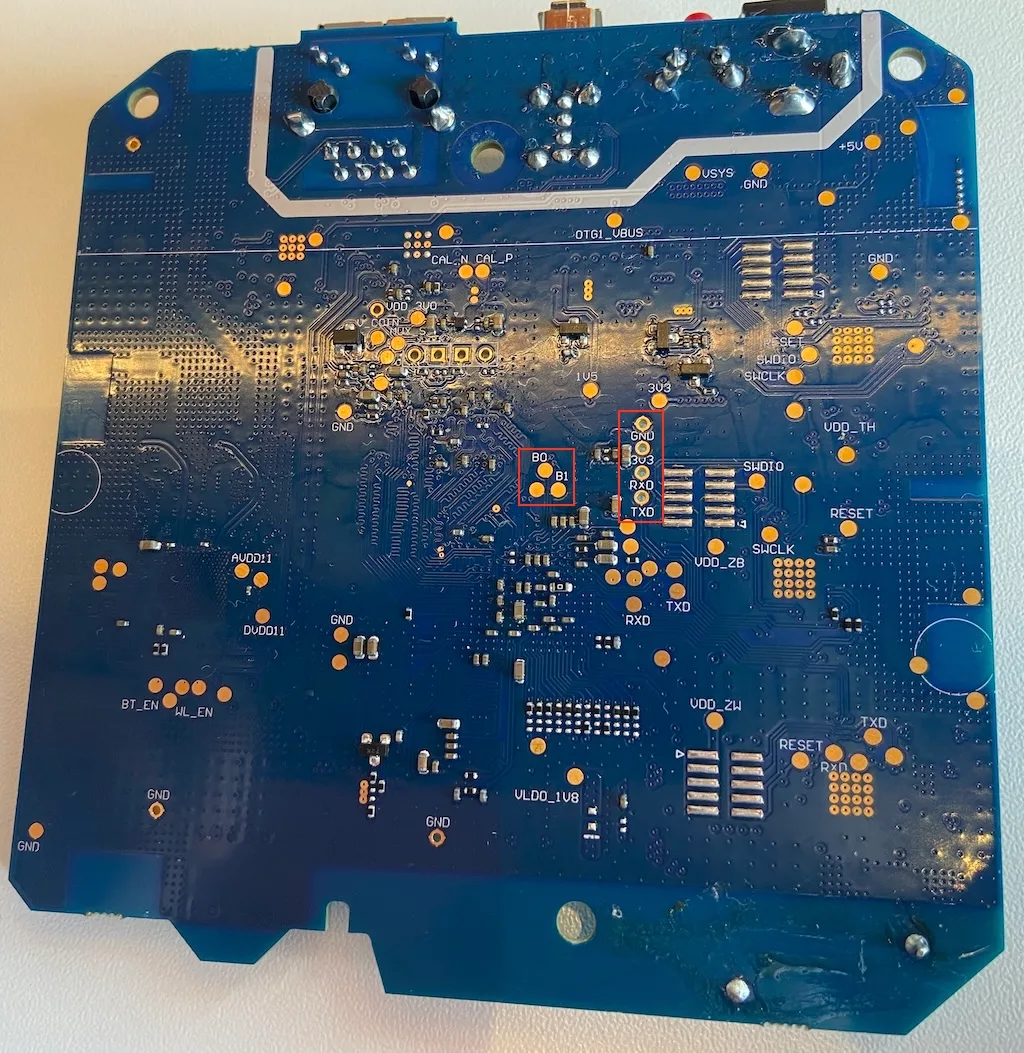 Bottom view of the PCB